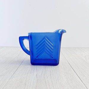 1930's vintage Hazel Atlas cobalt chevron creamer